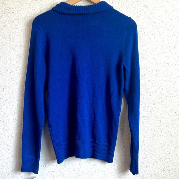 NWT Charter Club Cable Knit Full Zip Yarn Cobalt Blue Sweater Jacket Size Large - Picture 5 of 5